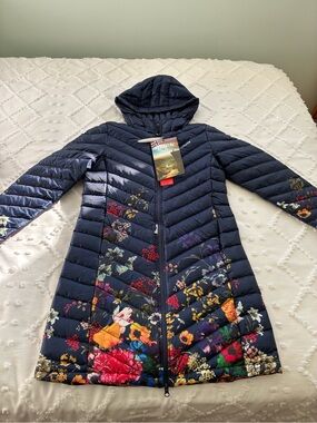 Rock Expedition Norway Navy Floral Quilted Hooded Coat